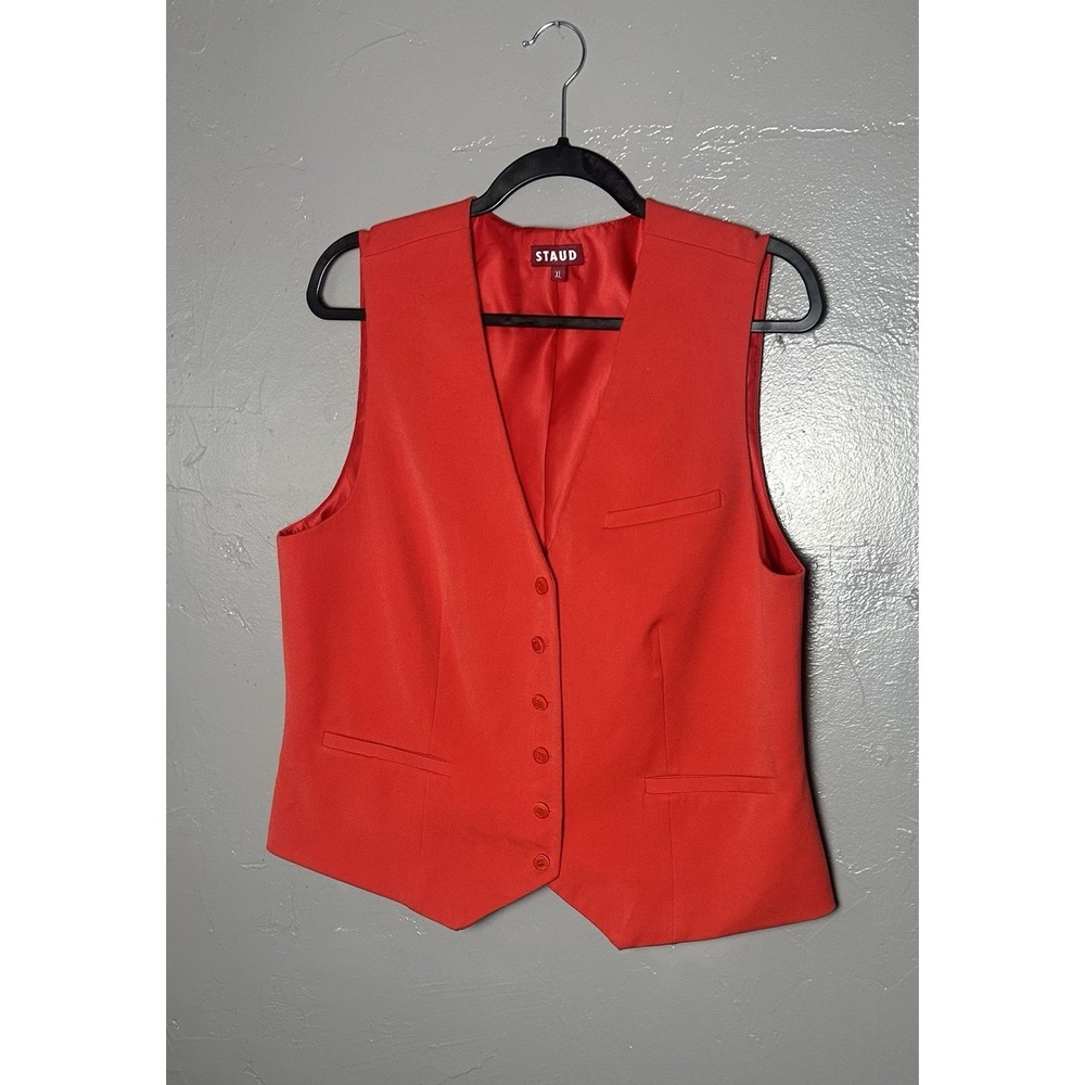 STAUD‎ men's Red Vest With Button Front Size XL holidays Christmas Parties